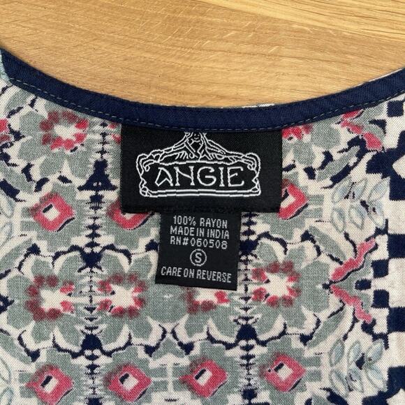 Angie Kimono Wrap Cardigan Womens Size S Blue Floral Open Front - Picture 5 of 7